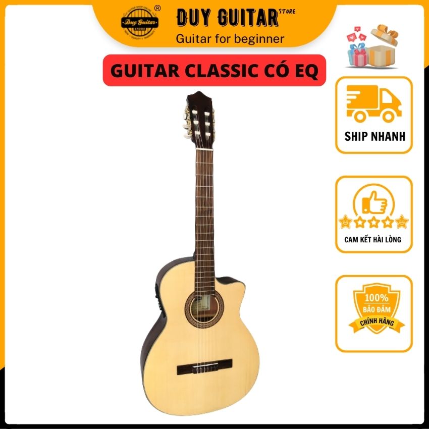 Đàn guitar classic DC120JX có EQ thùng full size có khuyết gỗ Hồng đào nguyên tấm Duy Guitar Store