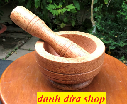 Có Video - Cối đâm tiêu gỗ dừa loại lớn - mỹ nghệ dừa bến tre - DANH DUA SHOP