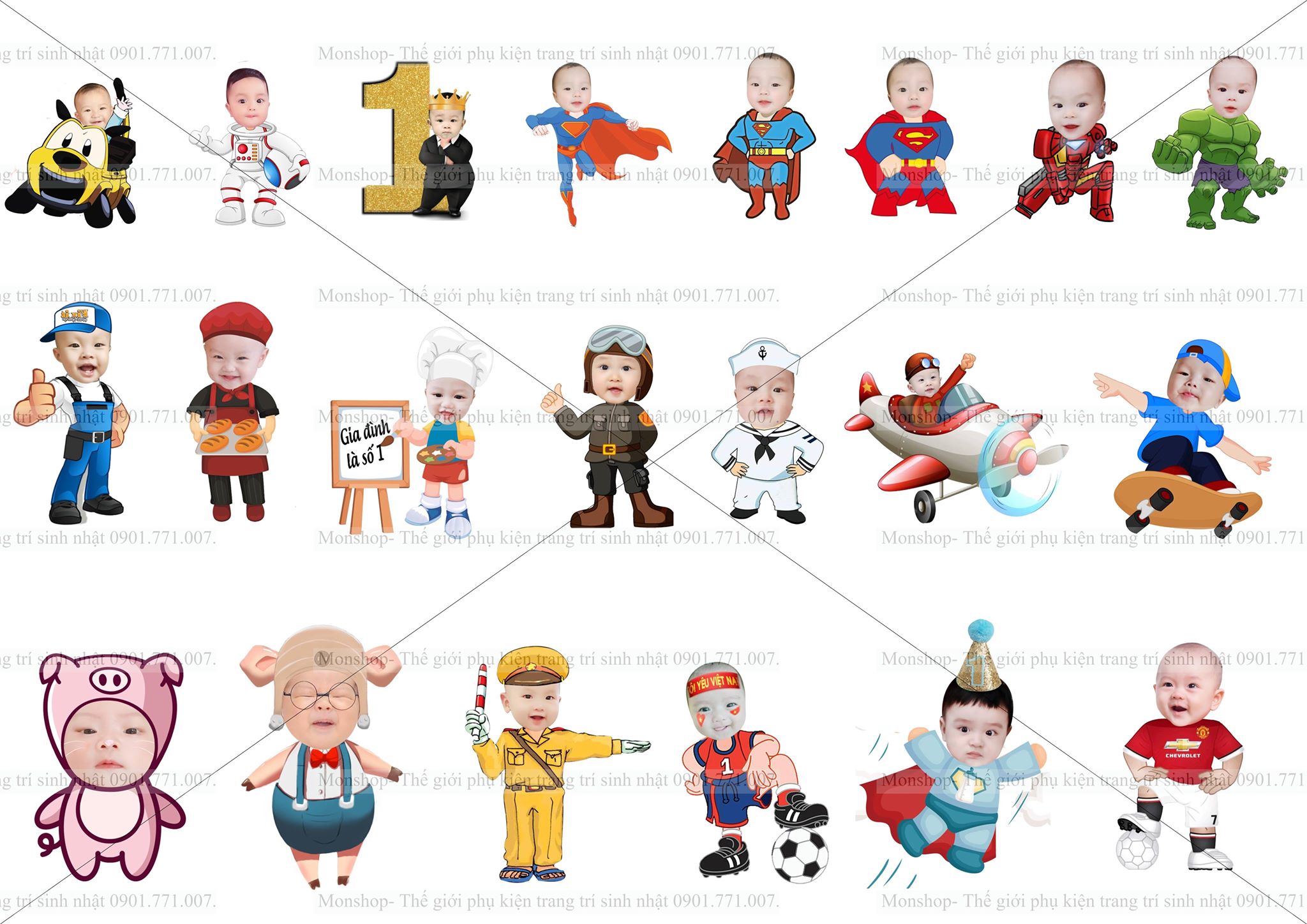 Hình chibi trang trí sinh nhật, thiết kế hình chibi sinh nhật theo yêu cầu