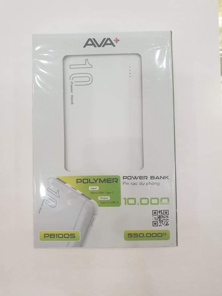 Pin sạc dự phòng polymer 10000mah type c ava+