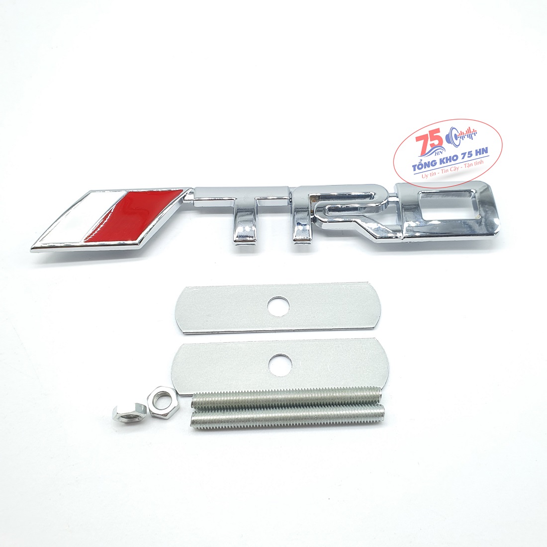 Tem logo chữ TRD nổi kim loại hợp kim dán trang trí xe hơi ô tô Toyota Innova, Fortuner, Vios