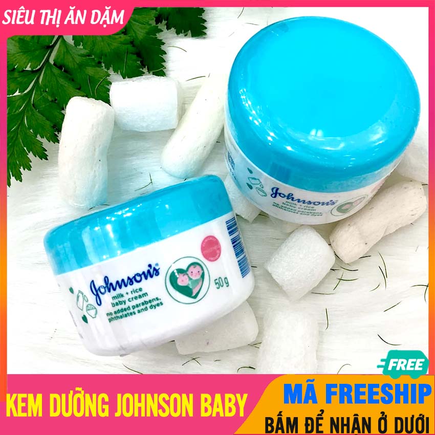 Kem dưỡng ẩm chống nẻ da johnson's baby milk + rice cream 50g chiết xuất sữa gạo - kem dưỡng ẩm johnson, kem dưỡng da johnson, dưỡng da trẻ em, kem dưỡng ẩm chống nẻ johnson baby, kem nẻ , kem bôi da, kem cấp ẩm - kem am johnson