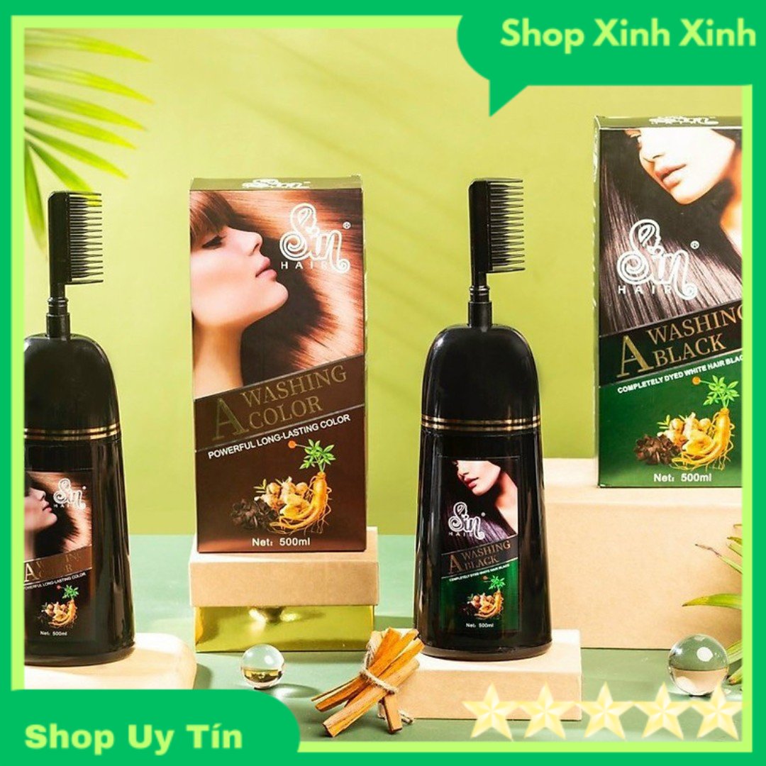 (Bán Chạy) Dầu Gội Phủ Bạc SIN HAIR Nhật Bản 500ml 2 Màu Nâu - Đen Nhanh Và Hiệu Quả, Phủ Bạc Nhanh , Tiện Lợi