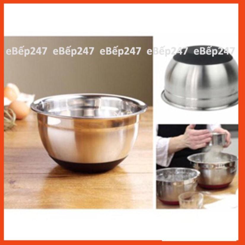 Tô trộn bột inox đế silicon cao cấp siêu bền đẹp cỡ 18cm, 20cm, 22cm, 24cm - ebếp247