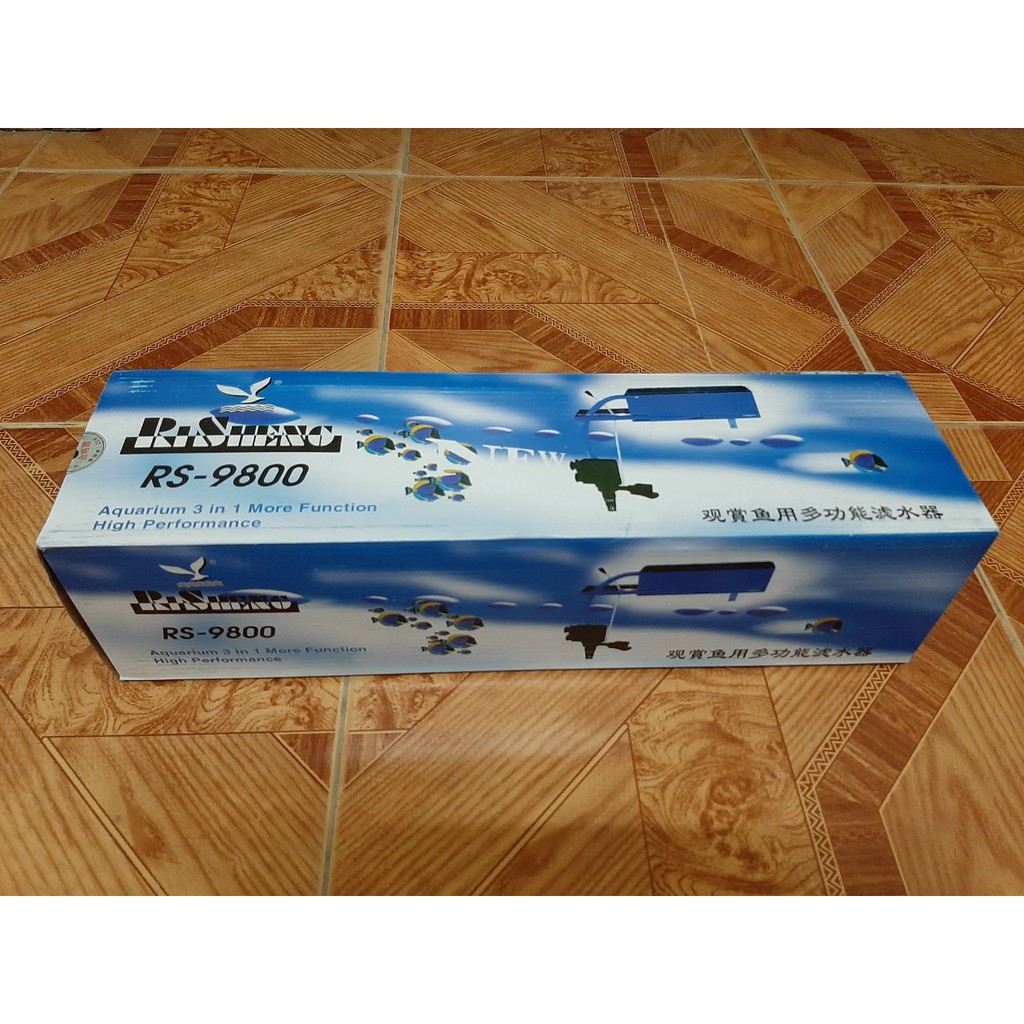 Máy lọc máng RS 9800 cho bể cá từ 100-120cm với 3 chức năng:vừa bơm,vừa lọc,vừa thổi khí oxy