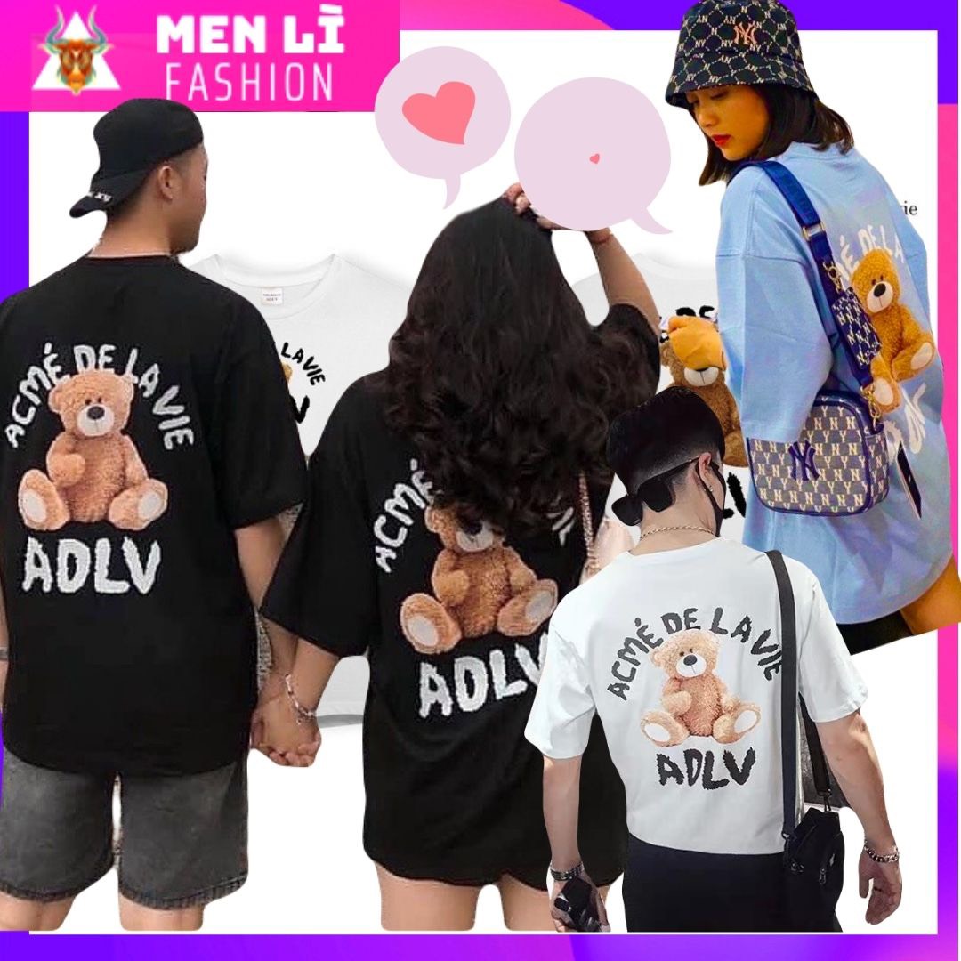 Áo Thun GẤU AD-LVV Nam Nữ, Áo Phông Unisex Form Rộng Tay Lỡ, AT100 trending xu hướng, Men Lì Fashion, Thời Trang Hàn Quốc, Độc Đẹp Vải Dày Mịn Thoáng Mát, Thiết Kế Thời Trang, Kiểu Dáng Năng Động Trẻ Trung [ CÓ HÌNH