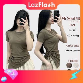 Áo Thun Khoét Bên Eo Vạt Nhọn MiSoul BigSize, Áo Cộc Tay Rút Dây BigSize 200