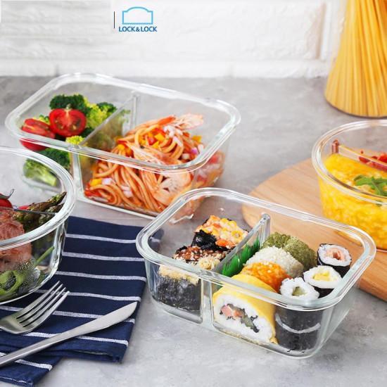 Hộp thuỷ tinh lock&lock 2 ngăn glass euro 700ml llg429d