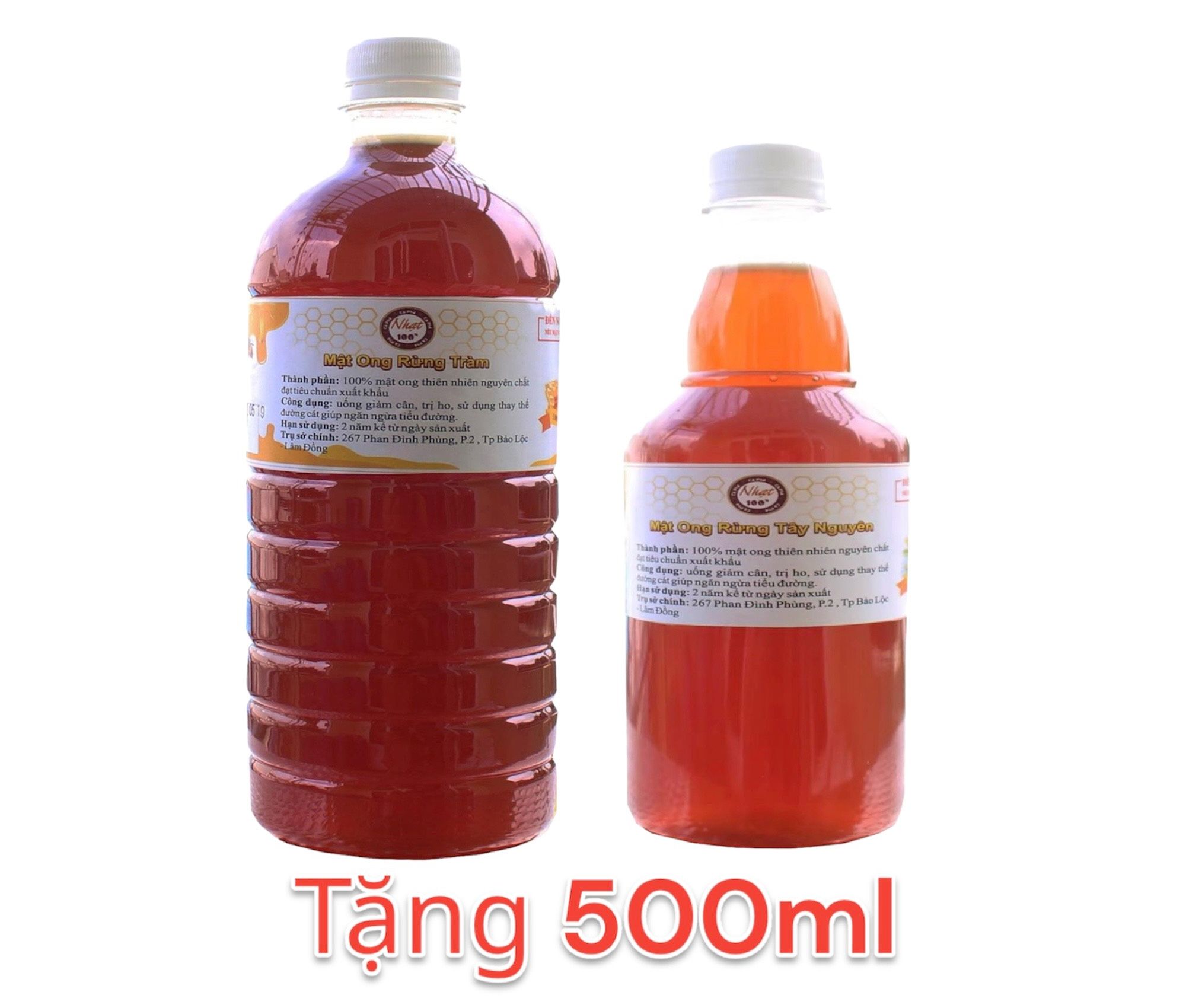 Mật ong hoa rừng tràm 1 lít + tặng kèm 500ml mật ong hoa rừng tây nguyên - cam kết chất lượng đạt tcvn