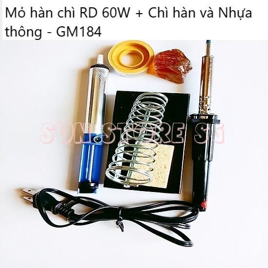 [HCM]Bộ 6 món Mỏ hàn RD 60W GamoShop + Chì hànNhựa thôngGác mỏ hànBọt biển,hút chì