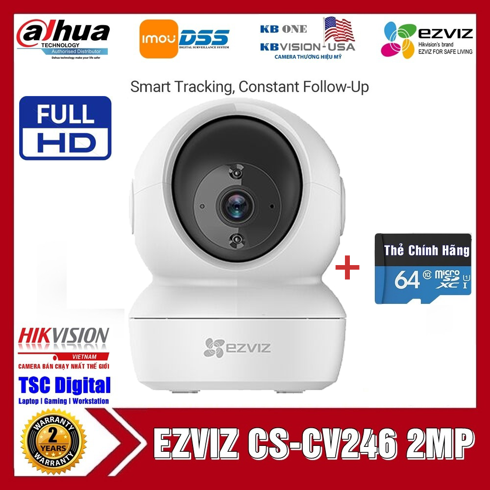 [KÈM THẺ CHUYÊN DỤNG 64 GB- BH 5 NĂM] Camera IP Wifi không dây EZVIZ CS-C6N-XOAY 360 ĐỘ- XEM ĐƯỢC NHIỀU CAMERA CÙNG LÚC- SIÊU SẮC NÉT 2.0 MPX FULLHD- 1920P