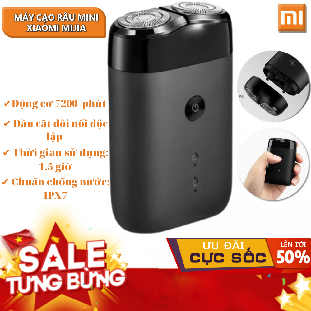 [HÀNG CHÍNH HÃNG] Máy Cạo Râu Xiaomi Mijia MSX201 - Thiết kế nhỏ gọn tiện lợi, IPX7 không thấm nước cho cạo ướt và cạo khô, Pin sử dụng 1.5 giờ, Lưỡi dao kép sắc bén hoạt động độc lập