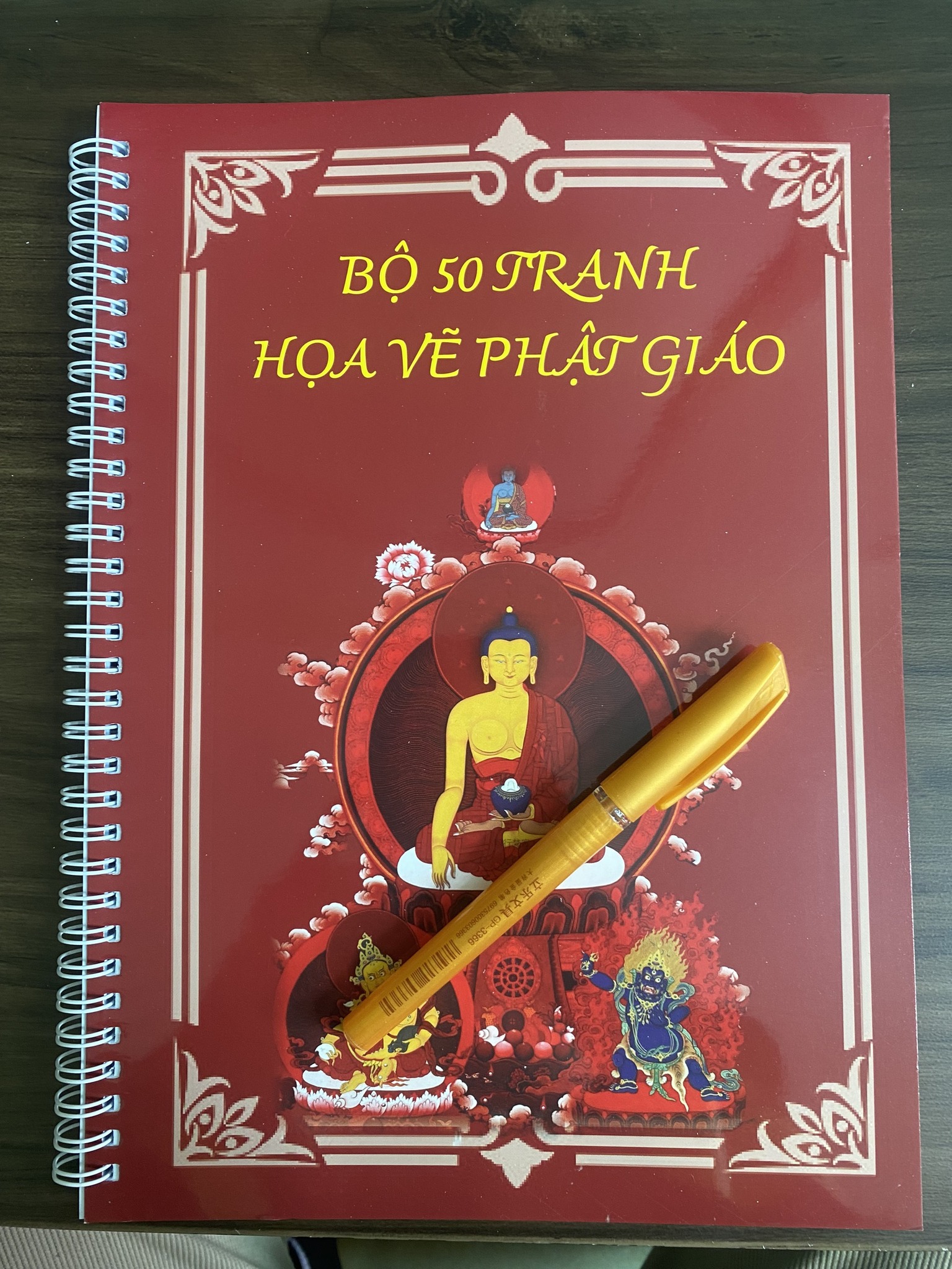 Tặng viết vẽ, - Sổ tay chữ mờ tô hình Phật, Bộ 80 tranh tô đức Phật