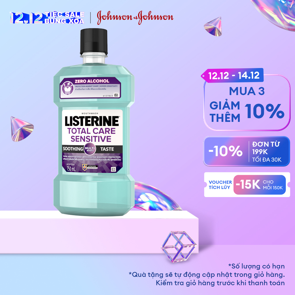 Nước súc miệng cho răng nhạy cảm Listerine Total Care Sensitive - Dung tích 250ml - 750ml