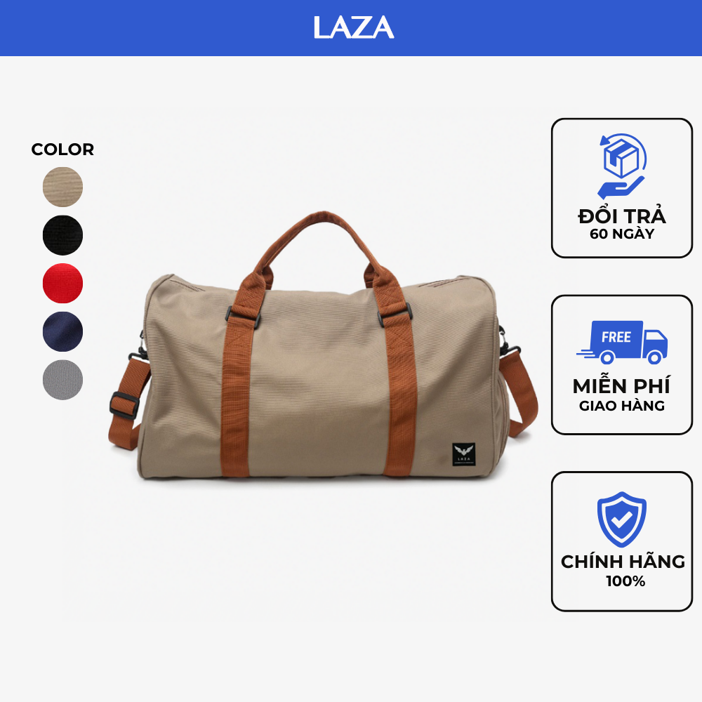 Túi xách du lịch cỡ lớn chất vải canvas trượt nước cao cấp có ngăn đựng giày riêng biệt sức chứa hơn 12 bộ đồ 400 - Thương hiệu LAZA