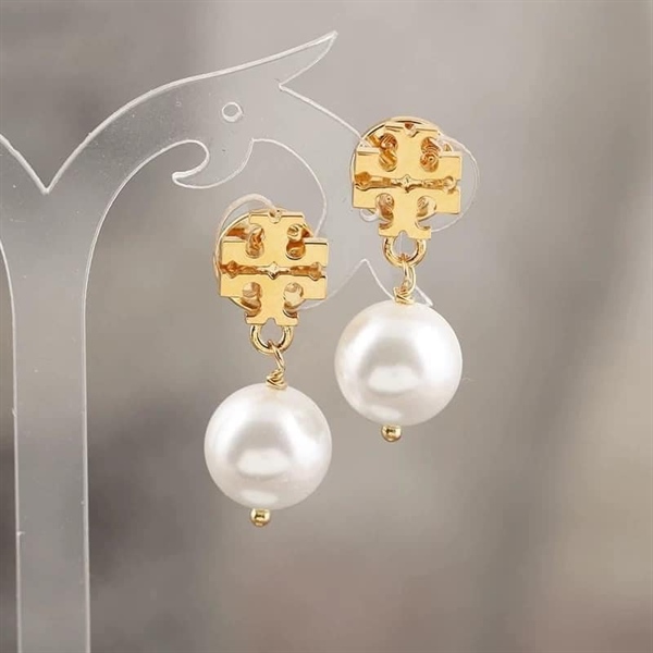Set bông tai khuyên tai đính hạt tròn To/ry Burch tuồn siêu xinh