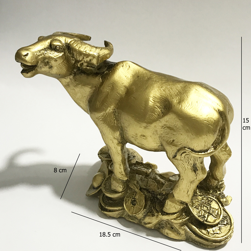 [HCM]Tượng trâu đại phú quý màu vàng đồng