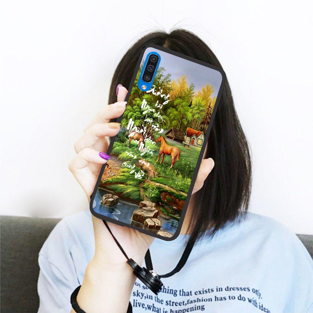 Ốp lưng iCase dành cho Samsung Galaxy A50 viền dẻo TPU BST Thư pháp - Các góc cạnh ôm sát, bảo vệ an toàn cho điện thoại không biến dạng khi có lực bên ngoài tác động vào