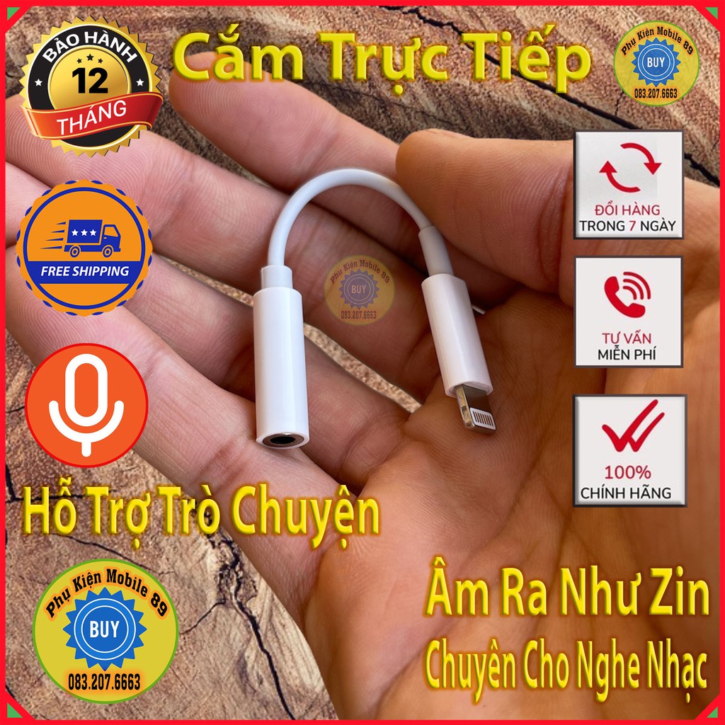 Loại 1 - jack chuyển đổi tai nghe 3.5 sang lightning iphone 7, 7plus, 8, 8plus , x+ iphone 11 iphone 12
