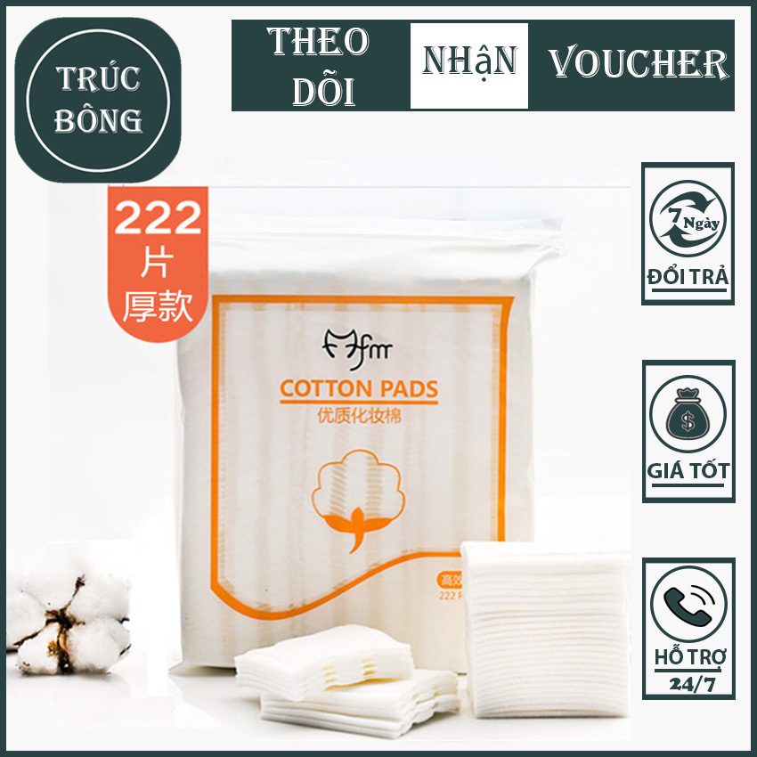Bông tẩy trang 3 lớp cotton pads 222 miếng, làm sạch da, mềm mịn khi dùng, an toàn cho da, thích hợp mọi loại da - trúc bông tẩy trang