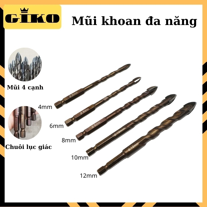 Mũi khoan đa năng chuôi lục giác 6.35 từ 4 đến12mm [GIKO 011]