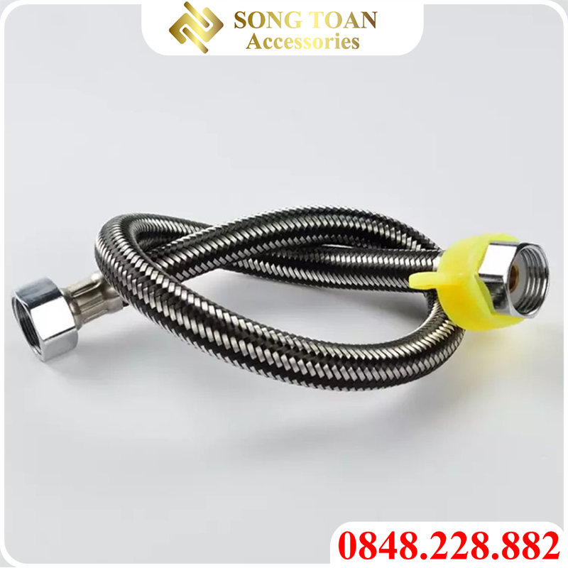 Dây dẫn nước inox ren trong 1/2 21 bằng INOX có gioăng chống rỉ kết nối nguồn nước vào vòi & sen xịt