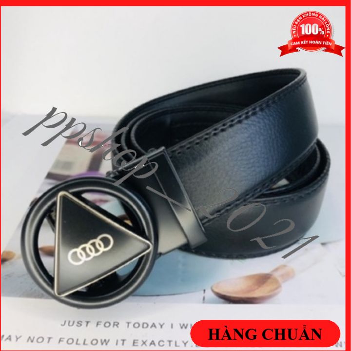 Thắt lưng nam dây lưng dây nịt nam khoá tự động mặt đen tam giác thời trang cao cấp