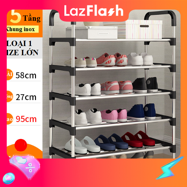 Giá để giày dép kệ giày kệ để giày dép 5 tầng khung inox HÀNG NHẬP KHẨU CHÍNH HÃNG LOẠI 1 ỐNG THÉP TO chắc chắn 4 thanh ngang tháo lắp dễ dàng thẩm mỹ cao nhiều màu lựa chọn