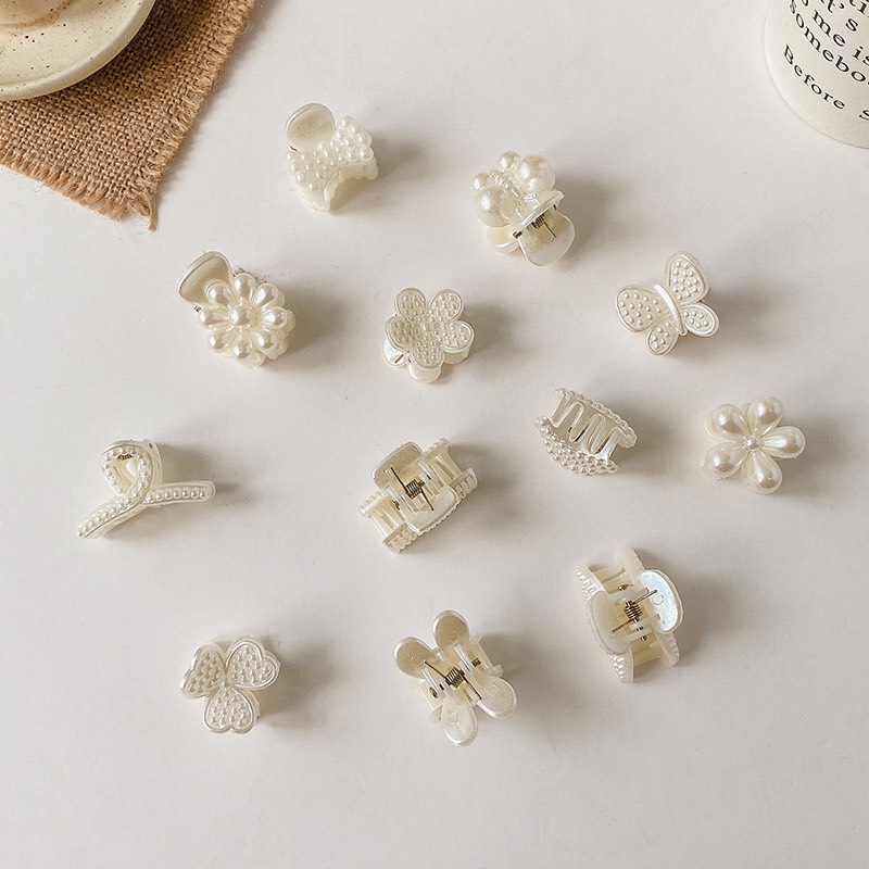 Set 3-5 Kẹp tóc mini cute nữ dễ thương phong cách hàn quốc đính ngọc trai nhân tạo dành cho tóc mái tạo kiểu KC19 JOLY