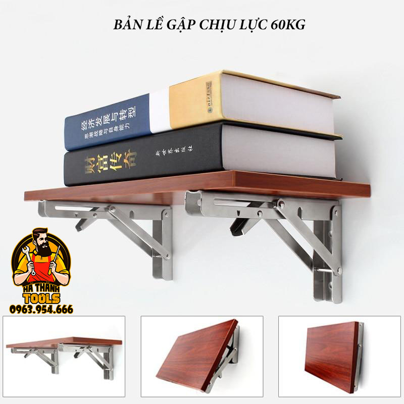 BẢN LỀ GẬP THÔNG MINH ĐÀI LOAN CHỊU LỰC 80KG - LOẠI CAO CẤP INOX BẢN DÀY CHẮC CHẮN - GIÁ ĐỠ GẤP BÀN TREO TƯỜNG XẾP GỌN