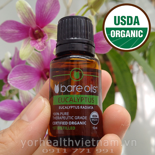 Tinh dầu khuynh diệp - Eucalyptus Essential Oil (Tinh dầu hữu cơ Bare Oils - USDA Organic) 15ml