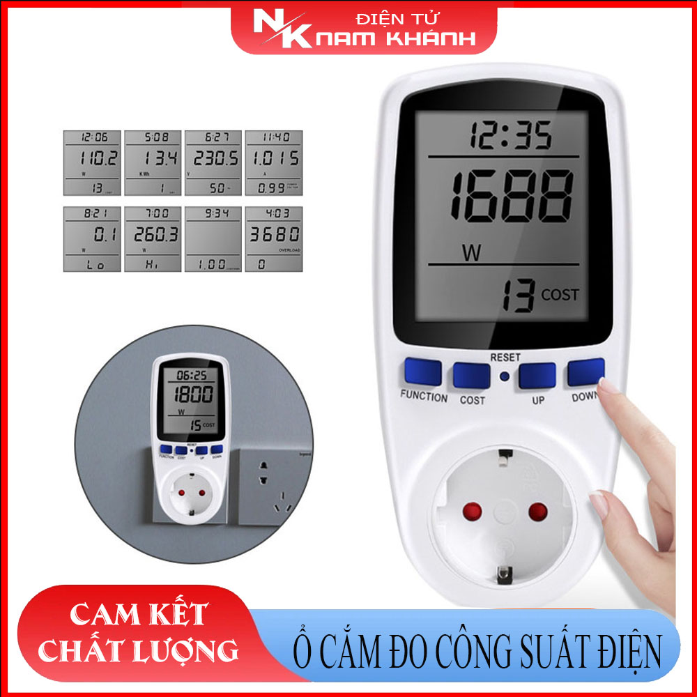 Thiết bị ổ cắm đo công suất, điện áp, cường độ dòng điện, công tơ điện tử 100a - chất lượng cao