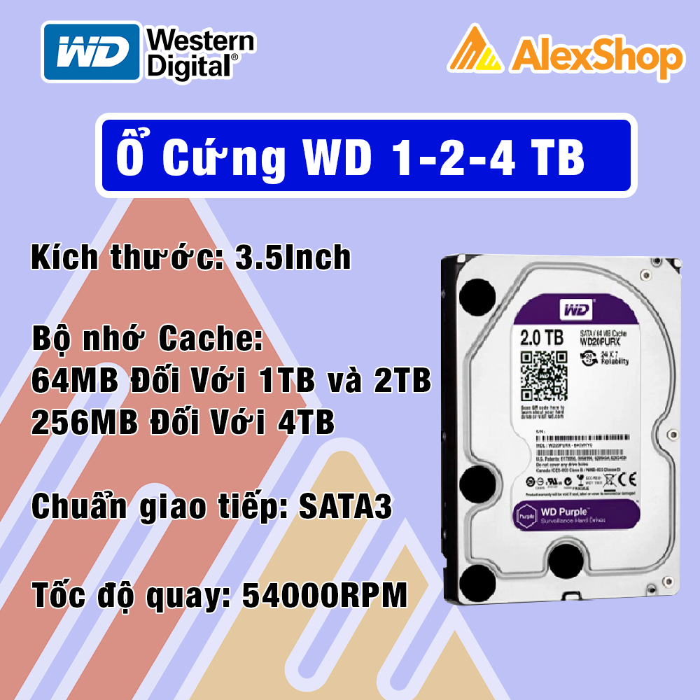 Ổ cứng hdd tím purple wd 10tb/ 4tb/ 2tb / 1tb chuyên dụng camera siêu bền - bảo hành 3 năm