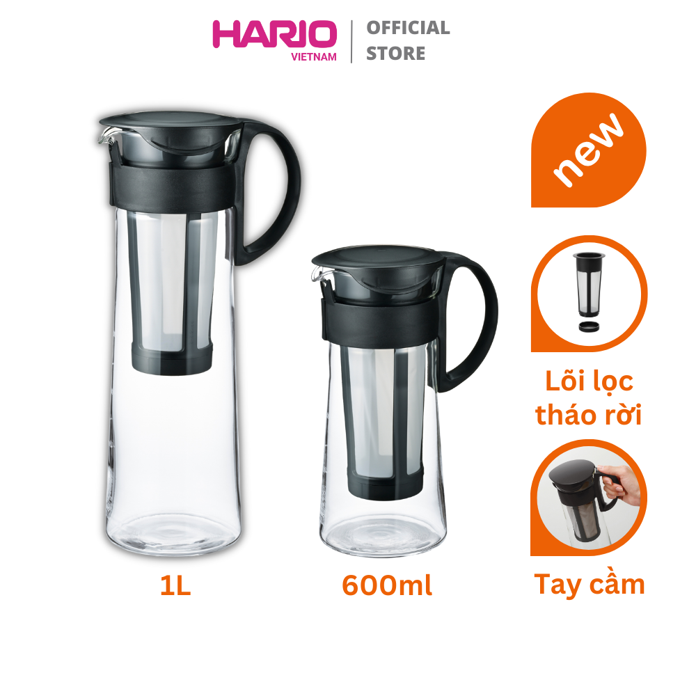 Bình pha cà phê cold brew Hario MCPN lõi lọc tiện dụng - Màu Đen MỚI