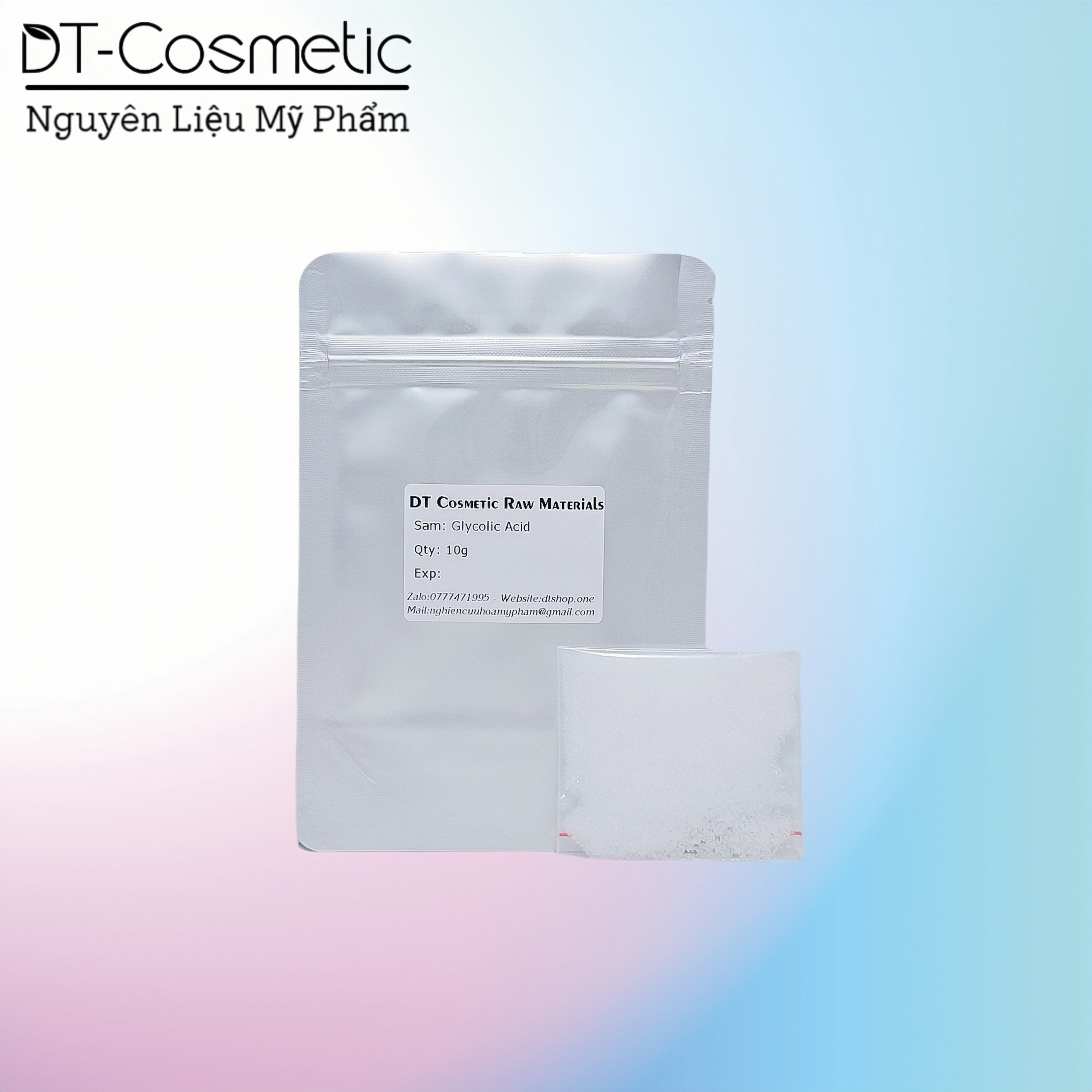 10g/100g glycolic acid - hoạt chất tẩy da chết, trắng da - nguyên liệu mỹ phẩm