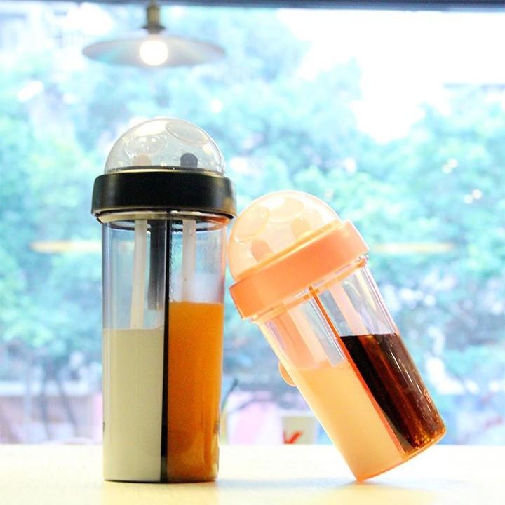 Bình đựng nước 2 ngăn có ống hút 400ml (loại to)