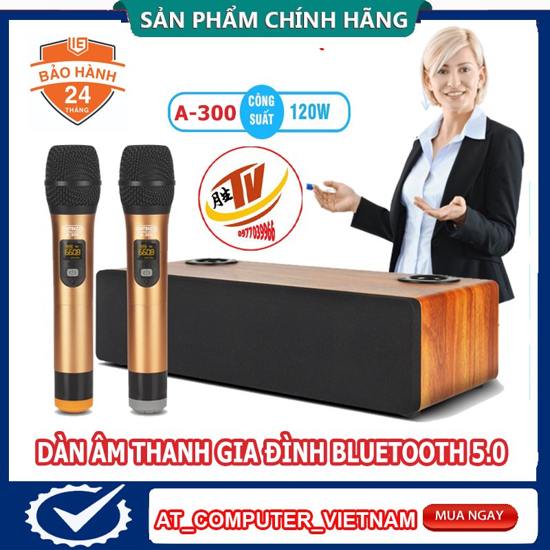 Bộ loa karaoke bluetooth gia đình kèm micro không dây ontekco a300 siêu trầm cao cấp