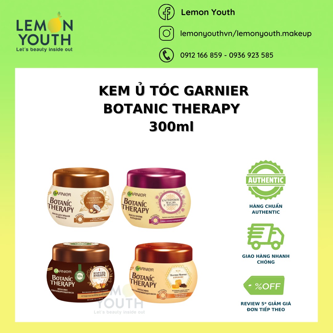 Ủ tóc Garnier Botanic Therapy Ultra Doux giúp tóc chắc khoẻ suôn mượt 300ml