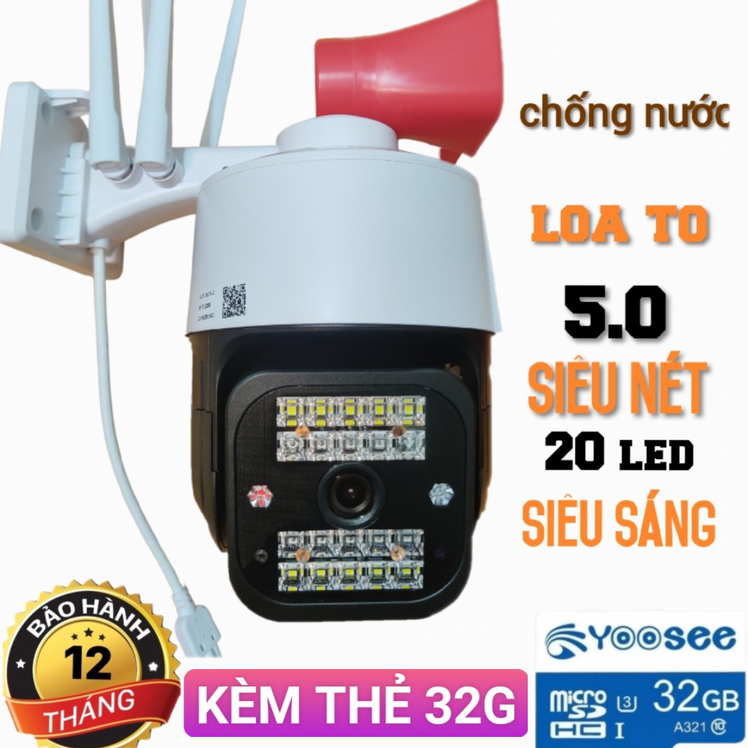 CAMERA YOOSEE 5.0 LOA SIÊU TO 20 LED SIÊU NÉT ( HÀNG MỚI LOẠI TỐT ) CHỐNG NƯỚC TUYỆT ĐỐI - ĐÀM THOẠI 2 CHIỀU - BẢO HÀNH 12 THÁNG