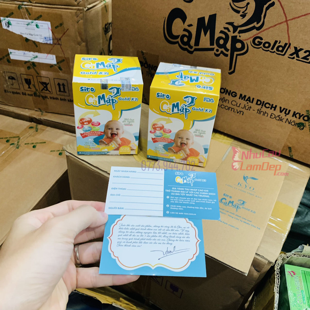 ((Mẫu Cải Tiến, Có Tem GMP)) 2 Hộp Cá Mập Gold X2 SIRO BABY SHARK (Hỗ trợ ăn ngon hấp thụ chất dinh dưỡng)