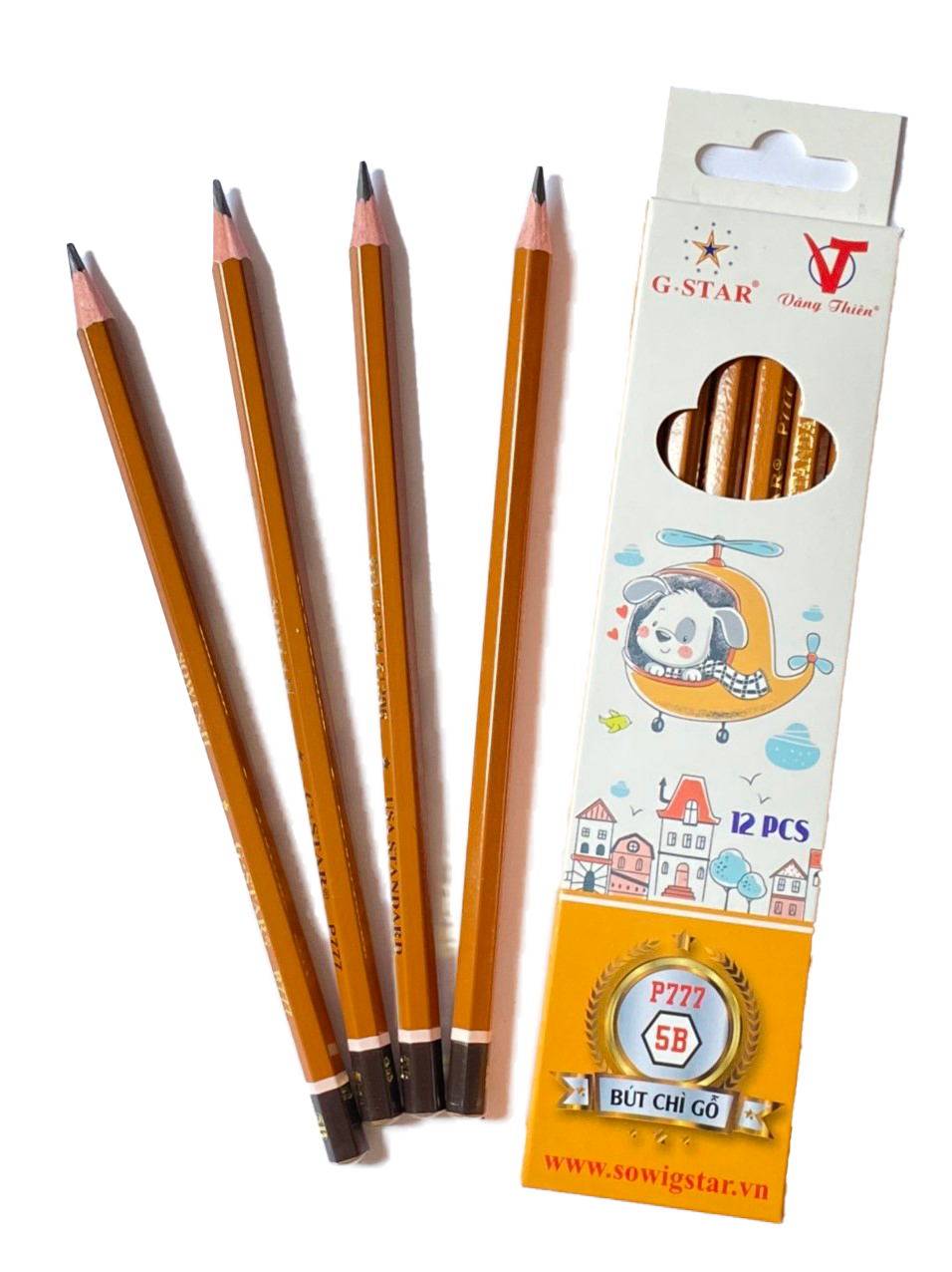 Hộp 12 cây bút viết chì gỗ Gstar P777 / 777 ngòi 2B / 3B / 4B / 5B / 6B chất lượng tốt
