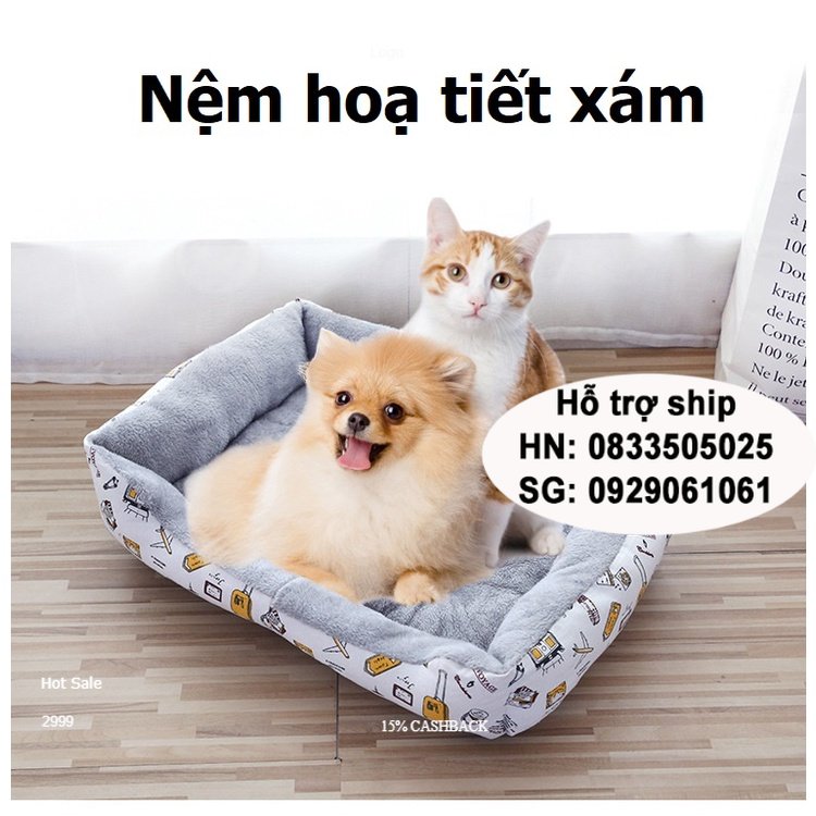 Đệm ấm cho chó mèo lót lông có thể dùng với thảm mùa hè. Nệm chữ nhật cho thú cưng chống xê dịch