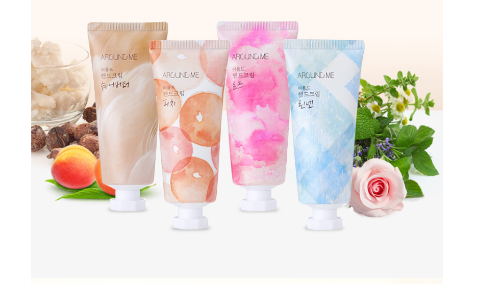 kem dưỡng da tay dưỡng ẩm đào,bơ,cây lanh, hoa hồng Welcos Around Me Perfumed Hand Cream 60g