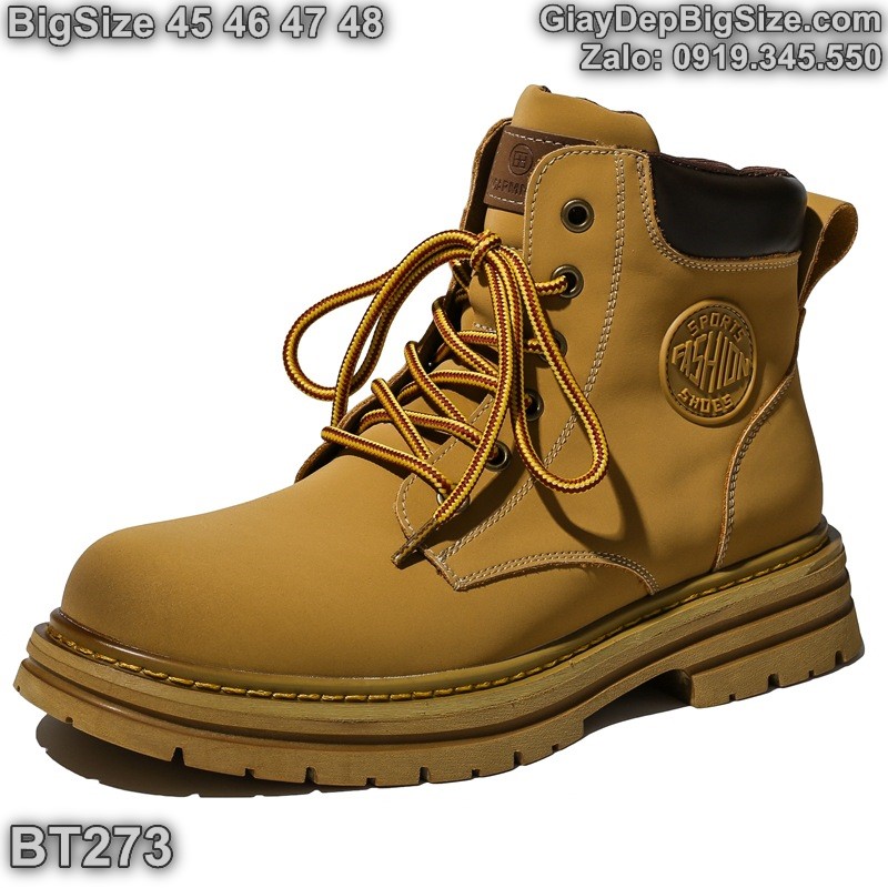 Giày boot (bốt) cổ cao cỡ lớn 45 46 47 48 cho nam cao to chân ú bè. Big size combat boots for wide feet