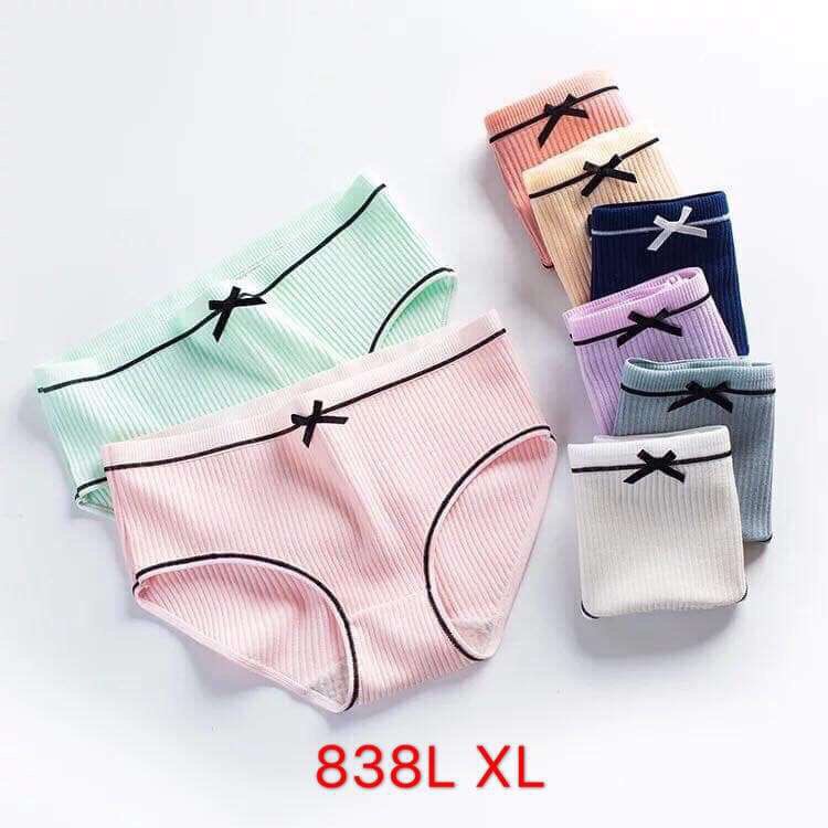 Set 5 quần lót cotton tăm viền kẻ có nơ hàng cao cấp - See Ever 20