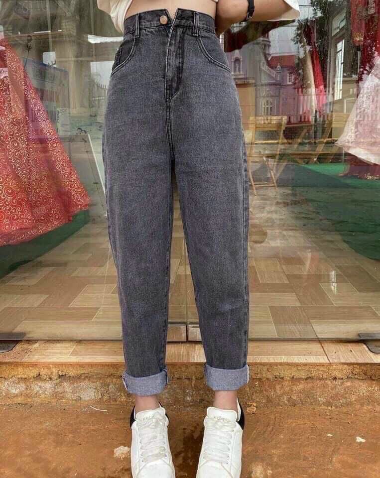 [ MÌNH ANH!!! ] QUẦN BAGGY JEAN NỮ CAO CẤP MIMI SHOP LƯNG CAO MÀU XANH RÁCH GỐI TRÁI CỰC HOT HIT
