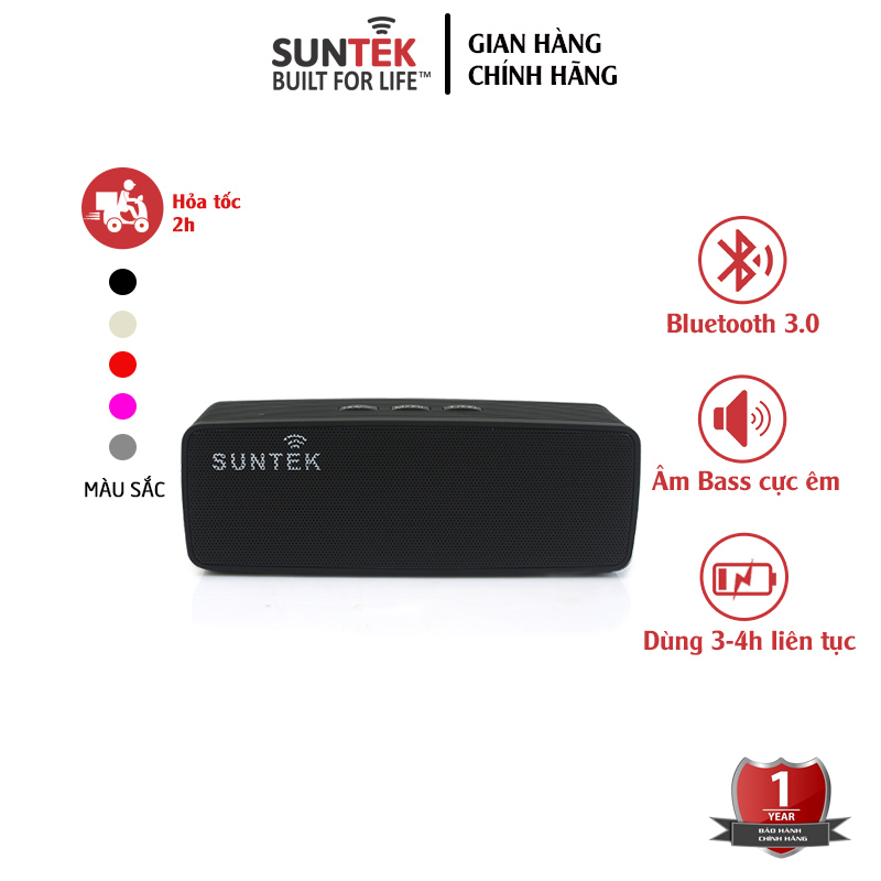 Loa bluetooth mini suntek jc-170 - công suất 6w | nghe nhạc 4 giờ với 2 loa treble, 1 loa bass - bảo hành chính hãng 12 tháng