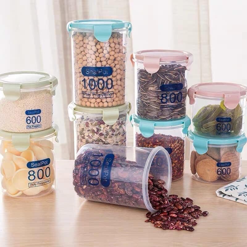 (600ml-800ml-1000ml) Hộp Nhựa Tròn Đựng Thực Phẩm Có Vạch Chia Định Mức