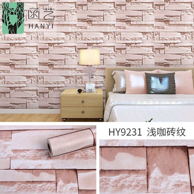 10M giấy Dán Tường Sẵn Keo Đá Ghi Vàng Rộng 45cm