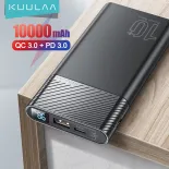 KUULAA Original PowerBank 10000mAh Portable Fast Charging Powerbank 10000 mAh USB External Charger For Xiaomi poco x3 pro 5g Cellphone Slim Powerbank for Xiaomi Realme iPhone 13 12 pro max